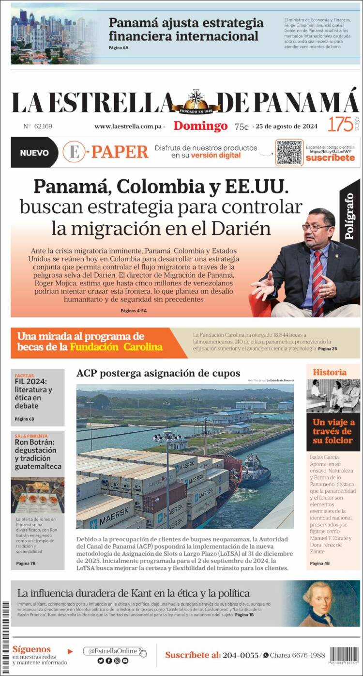 Portada de La Estrella de Panamá (Panam&aacute;)