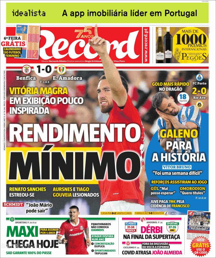 Portada de Jornal de Negócios (Portugal)