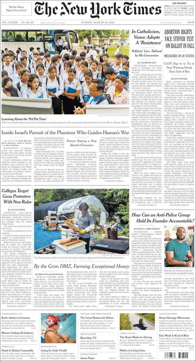 Portada de New York Times (USA)