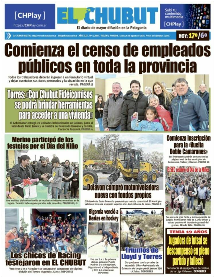 Portada de El Chubut (Argentina)