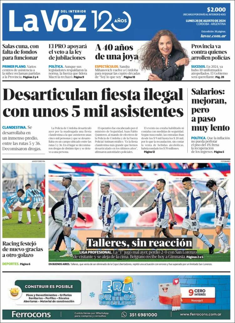 Portada de La Voz del Interior (Argentina)