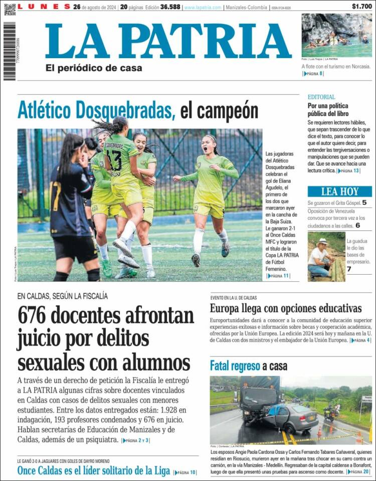 Portada de La Patria (Colombia)