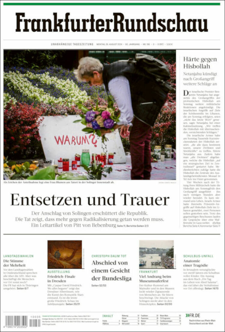 Portada de Frankfurter Rundschau (Alemania)