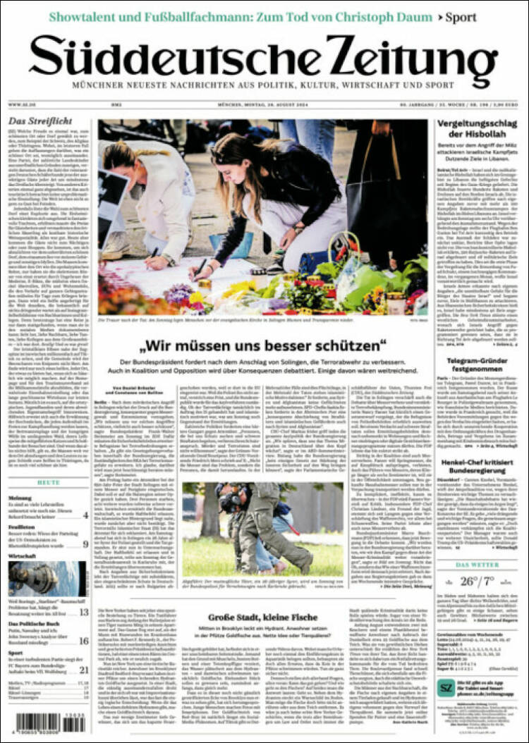 Portada de Sueddeutsche (Alemania)