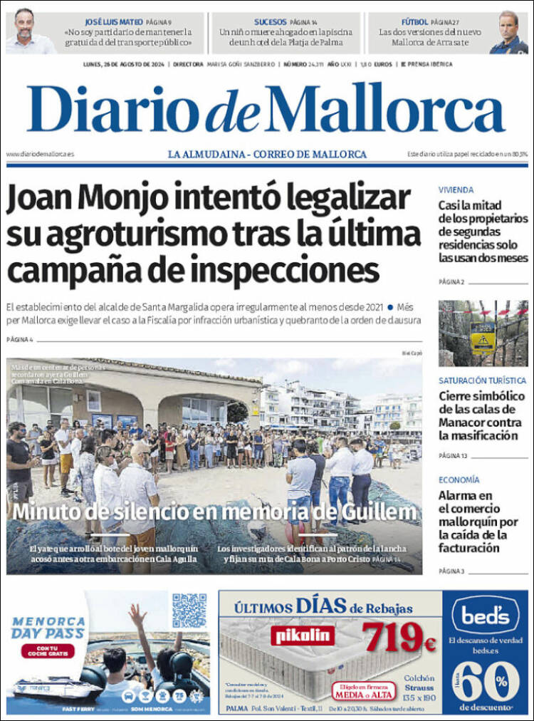 Portada de Diario de Mallorca (España)