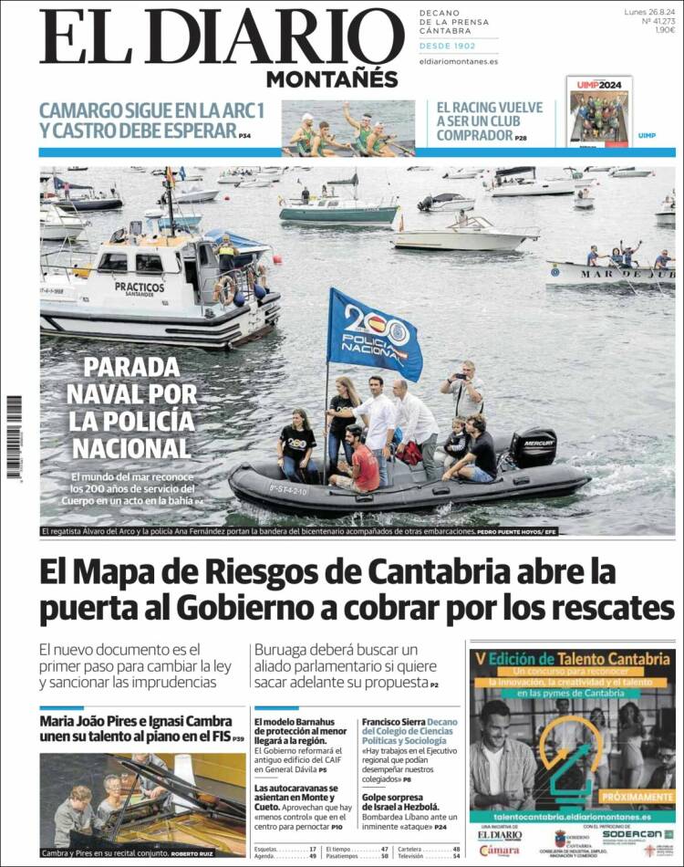 Portada de El Diario Montañés (España)
