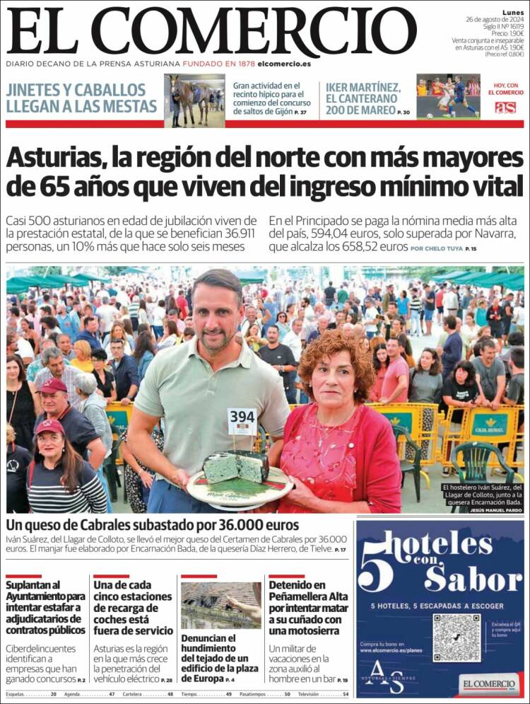 Portada de El Comercio - Gijón (España)