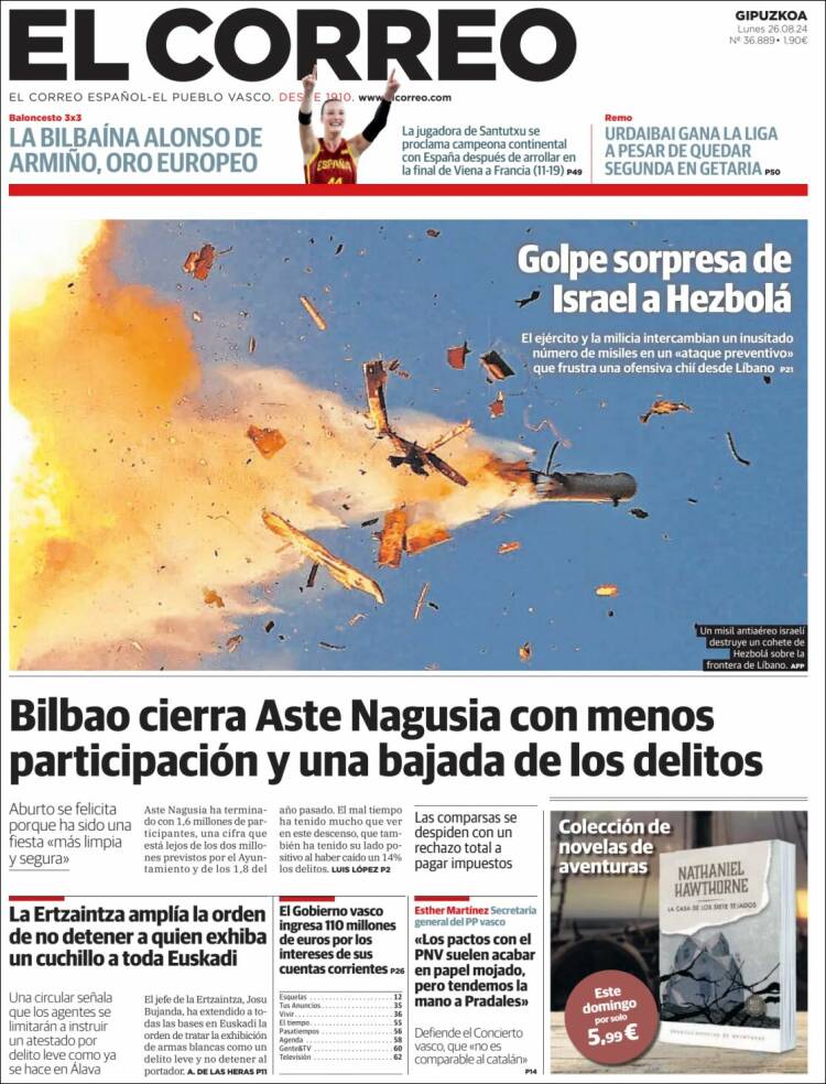 Portada de El Correo - Guipuzcoa (España)
