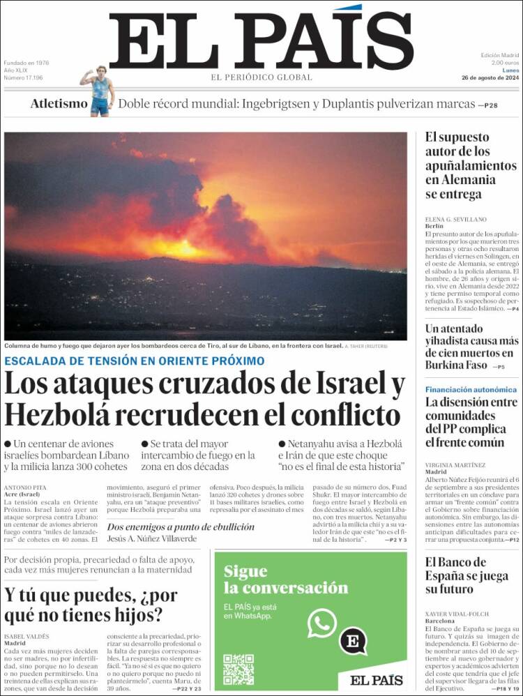 Portada de El País (España)