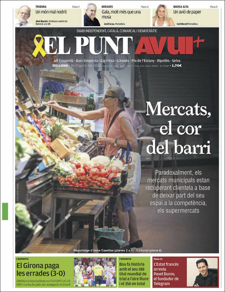 Portada de El Punt Avui - Girona (España)
