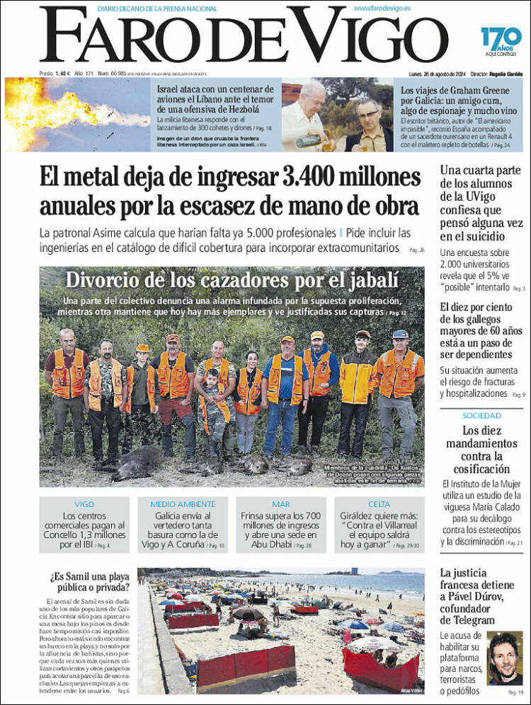 Portada de Faro de Vigo (España)