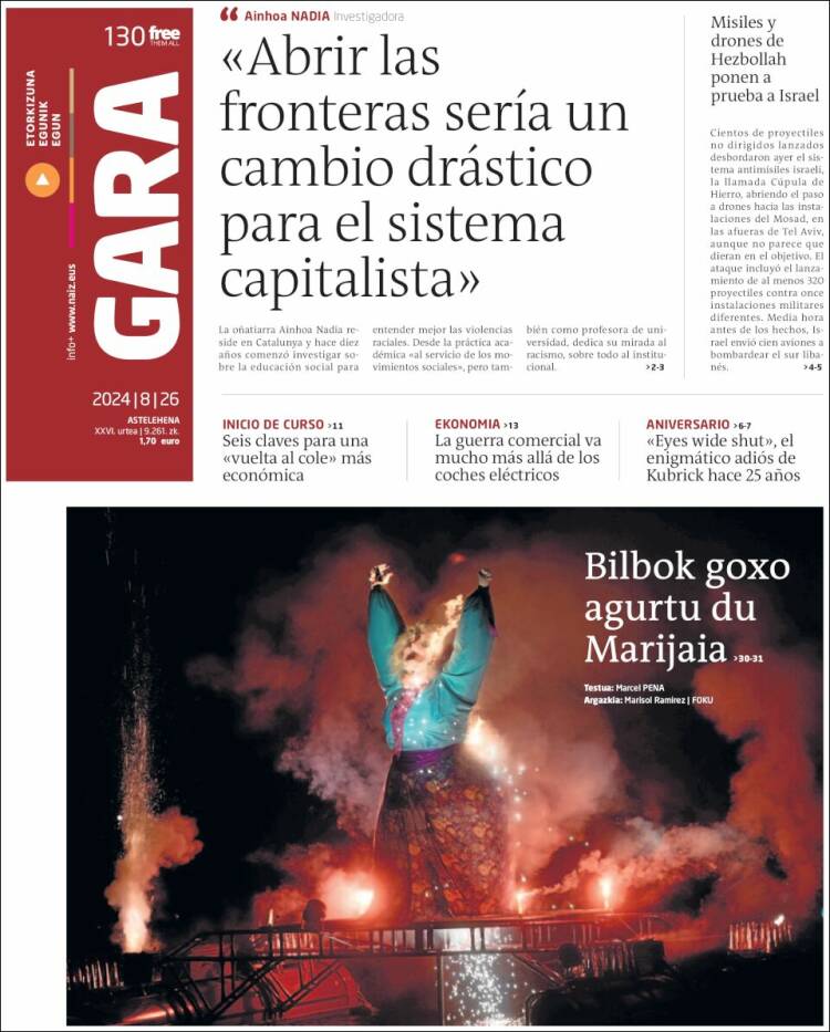 Portada de Gara (España)