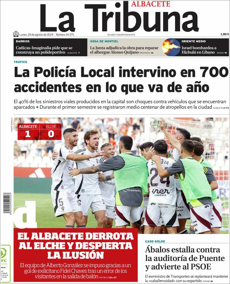 Portada de La Tribuna de Albacete (España)