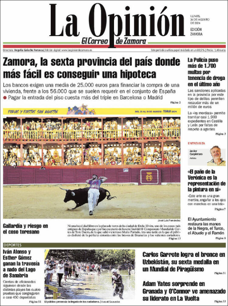 Portada de La Opinión - El Correo de Zamora (España)