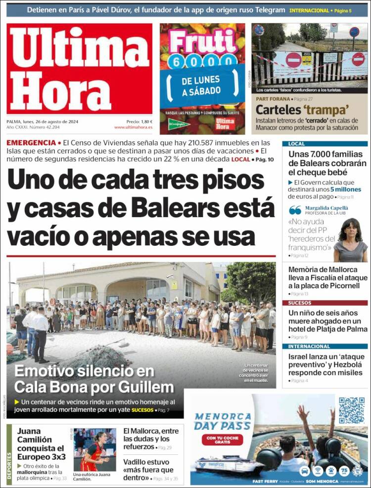 Portada de Última Hora (España)