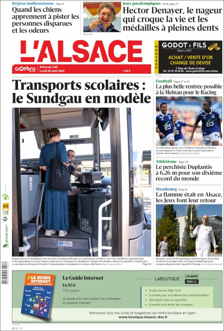 Portada de Journal L'Alsace (Francia)