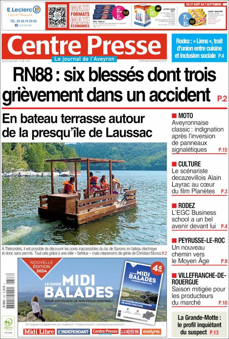 Portada de Centre Presse (Francia)