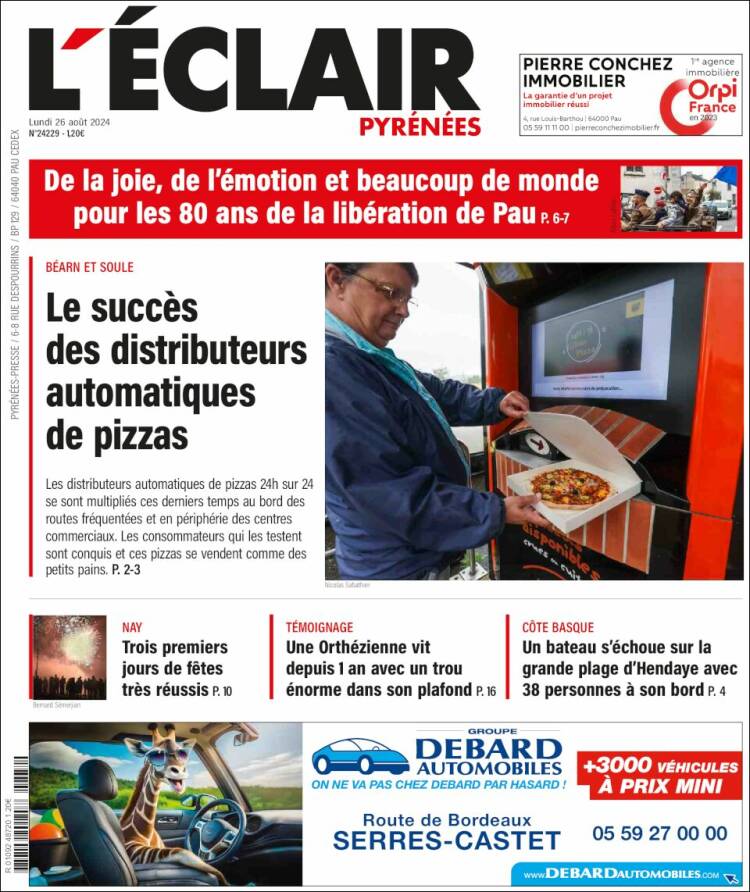 Portada de L'Eclair des Pyrénées (Francia)