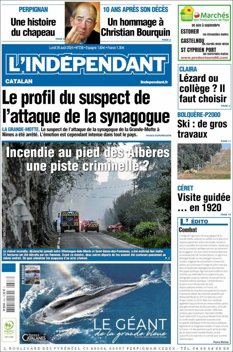Portada de Le Indépendant (Francia)
