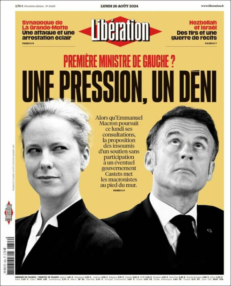 Portada de Libération (Francia)