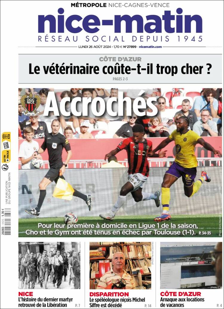 Portada de Nice-Matin (Francia)
