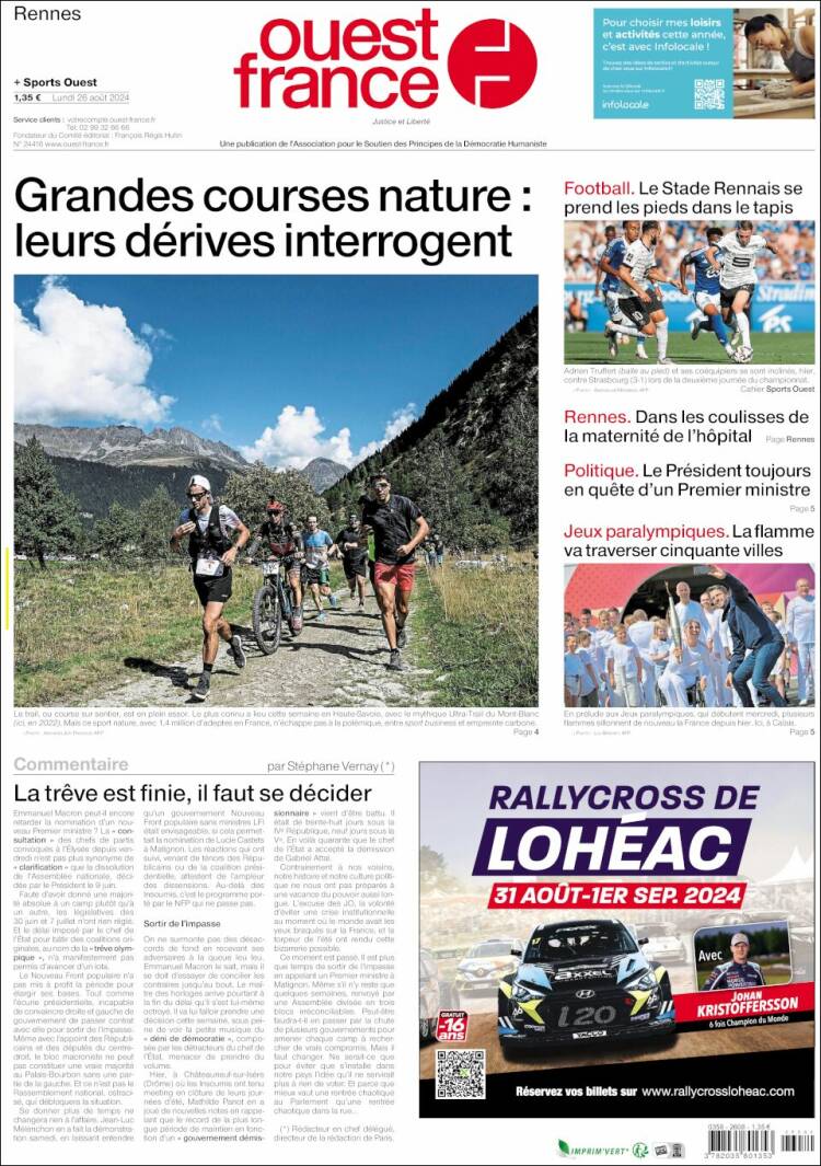 Portada de Ouest France (Francia)