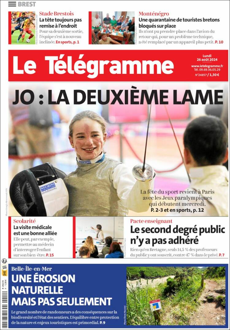 Portada de Télégramme (Francia)
