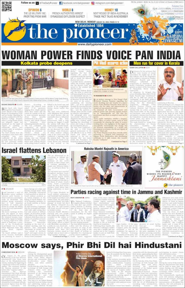 Portada de The Pioneer (India)