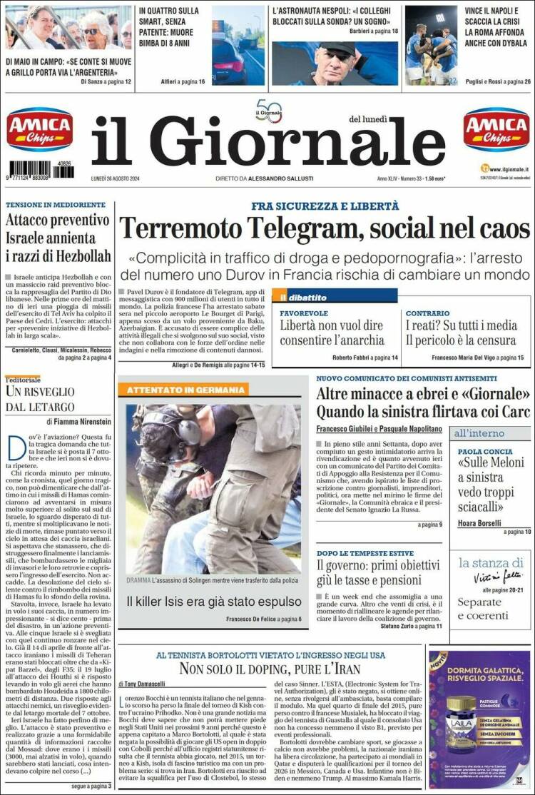 Portada de il Giornale (Italia)