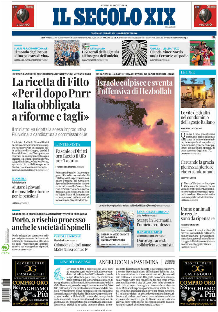 Portada de Il Secolo XIX (Italia)