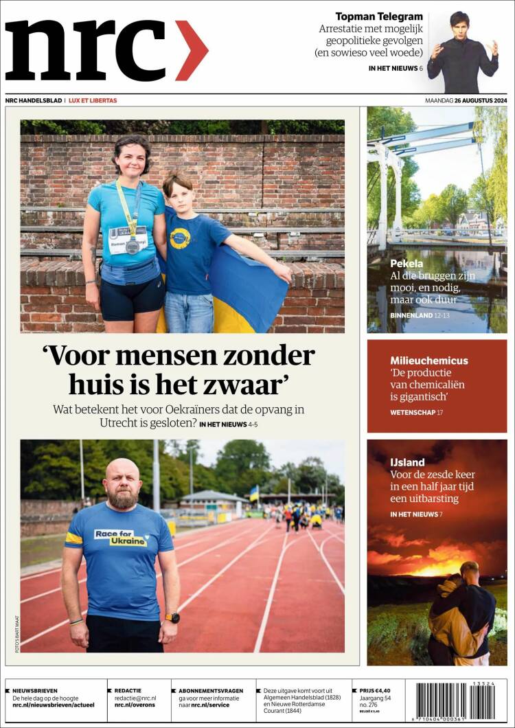 Portada de NRC Handelsblad (Pa&iacute;ses Bajos)