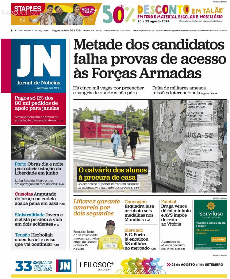 Portada de Jornal de Notícias (Portugal)
