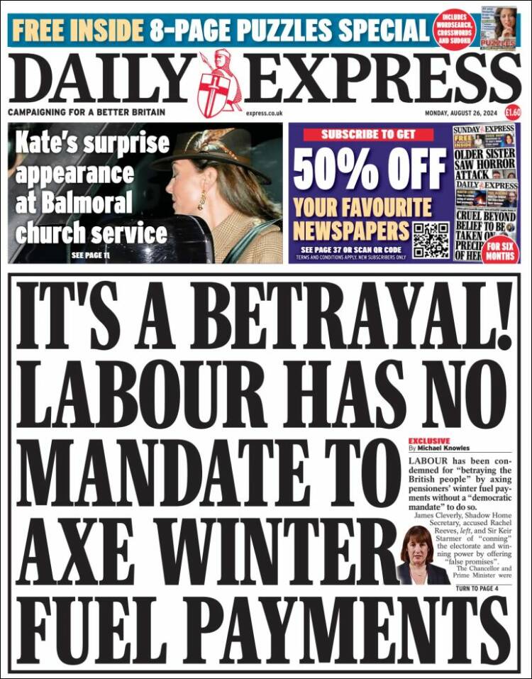 Portada de Daily Express (Reino Unido)