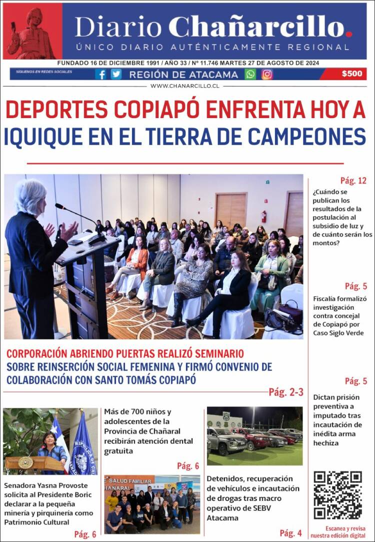 Portada de Diario Chañarcillo (Chile)