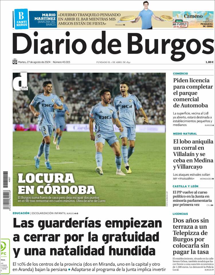 Portada de Diario de Burgos (España)