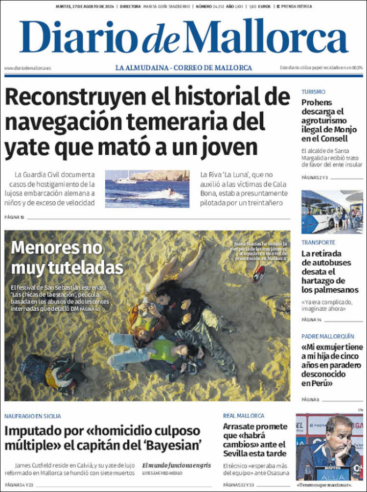 Portada de Diario de Mallorca (España)