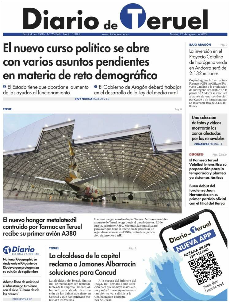 Portada de Diario de Teruel (España)