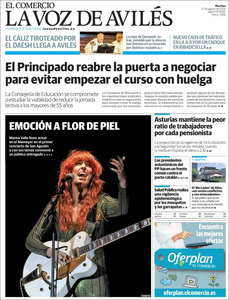 Portada de El Comercio - Avilés (España)