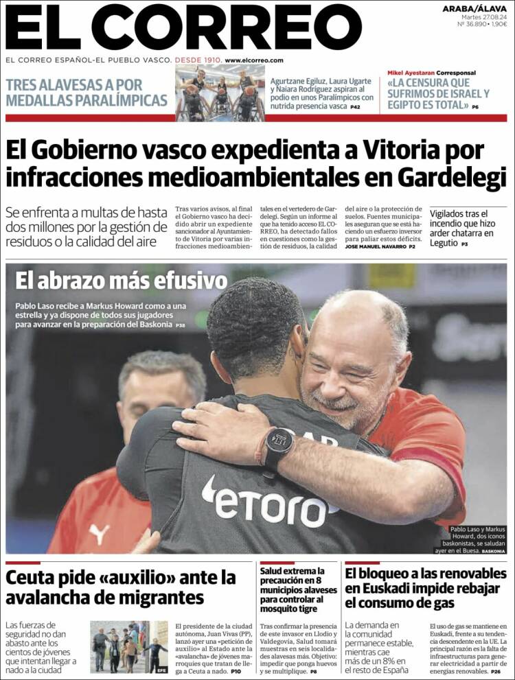 Portada de El Correo - Álava (España)
