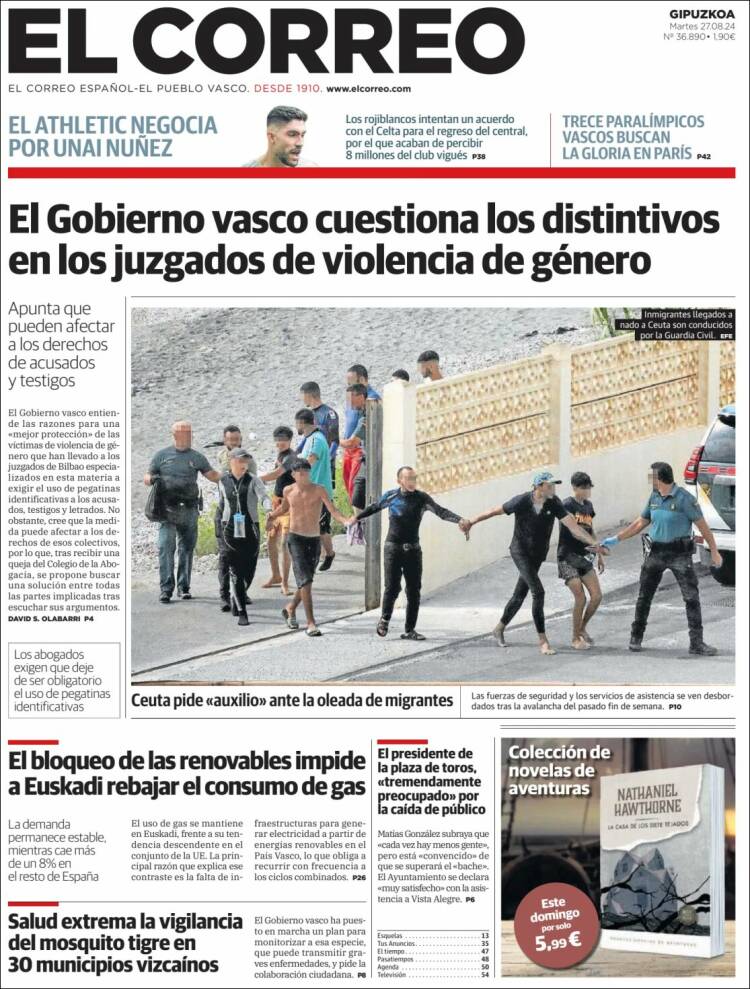 Portada de El Correo - Guipuzcoa (España)