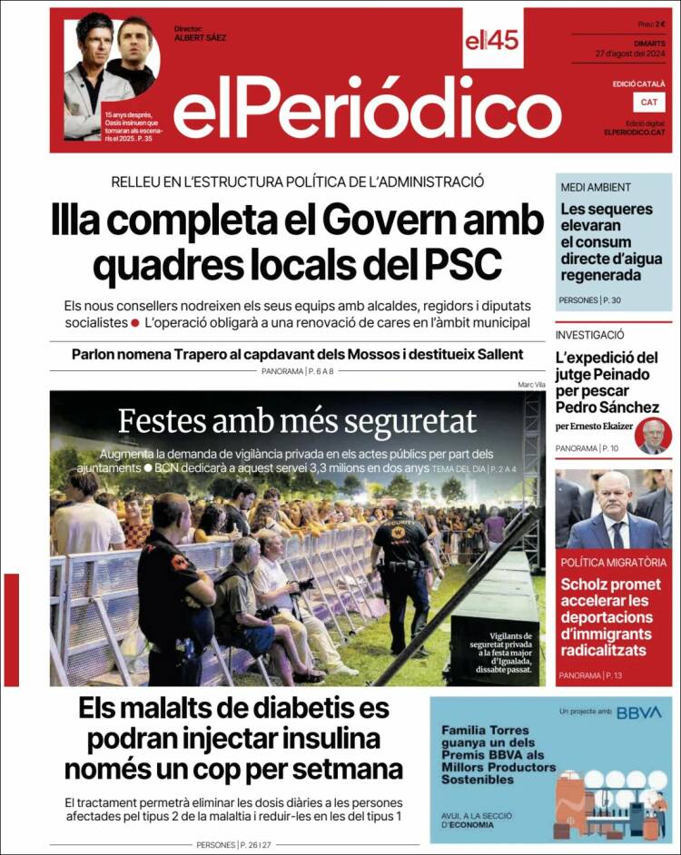 Portada de El Periódico de Catalunya (España)