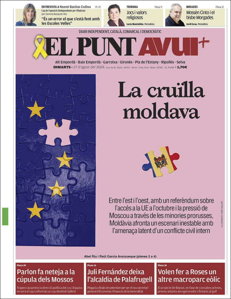 Portada de El Punt Avui - Girona (España)