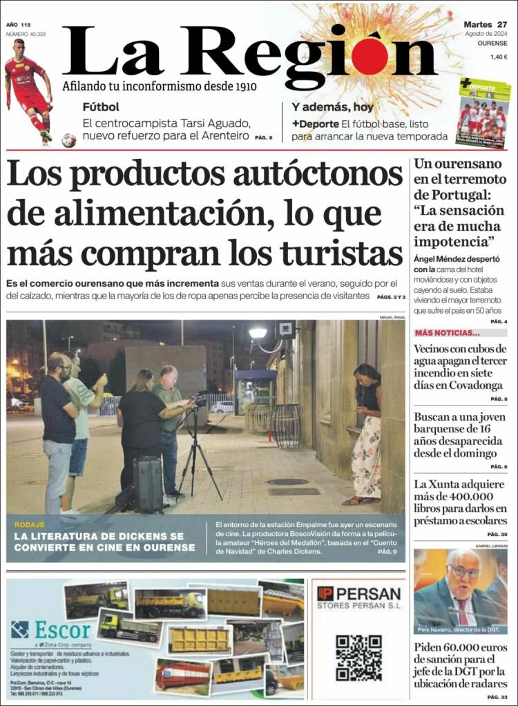 Portada de La Región de Ourense (España)