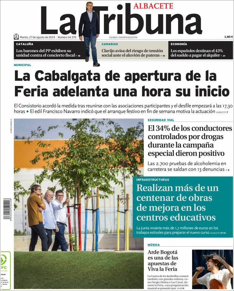 Portada de La Tribuna de Albacete (España)