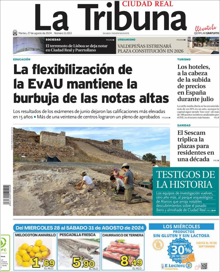 Portada de La Tribuna de Ciudad Real (España)