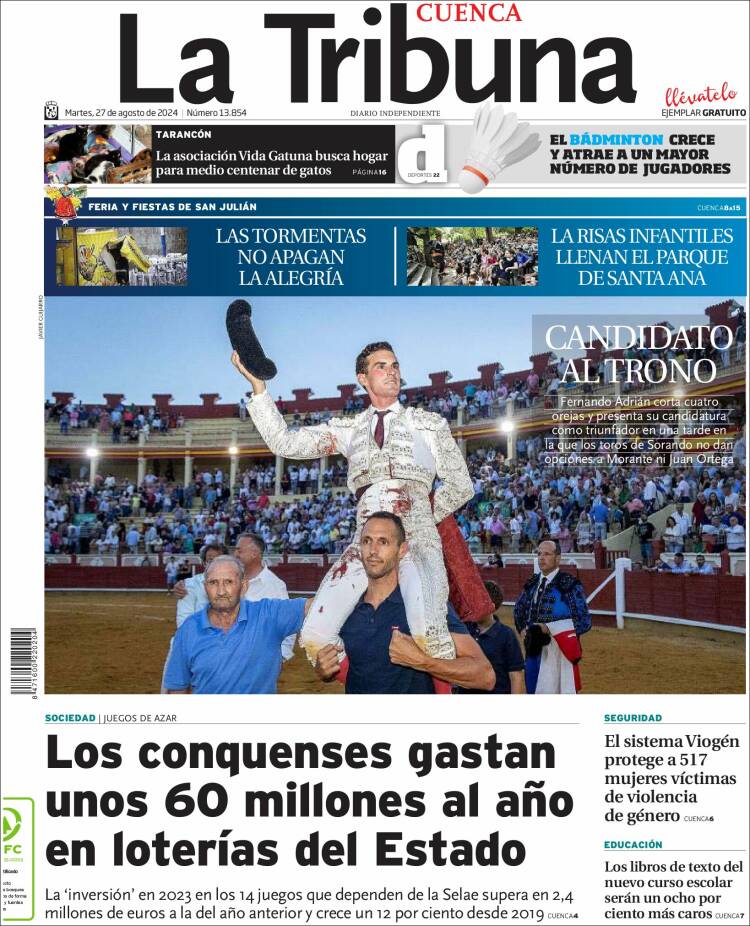 Portada de La Tribuna de Cuenca (España)