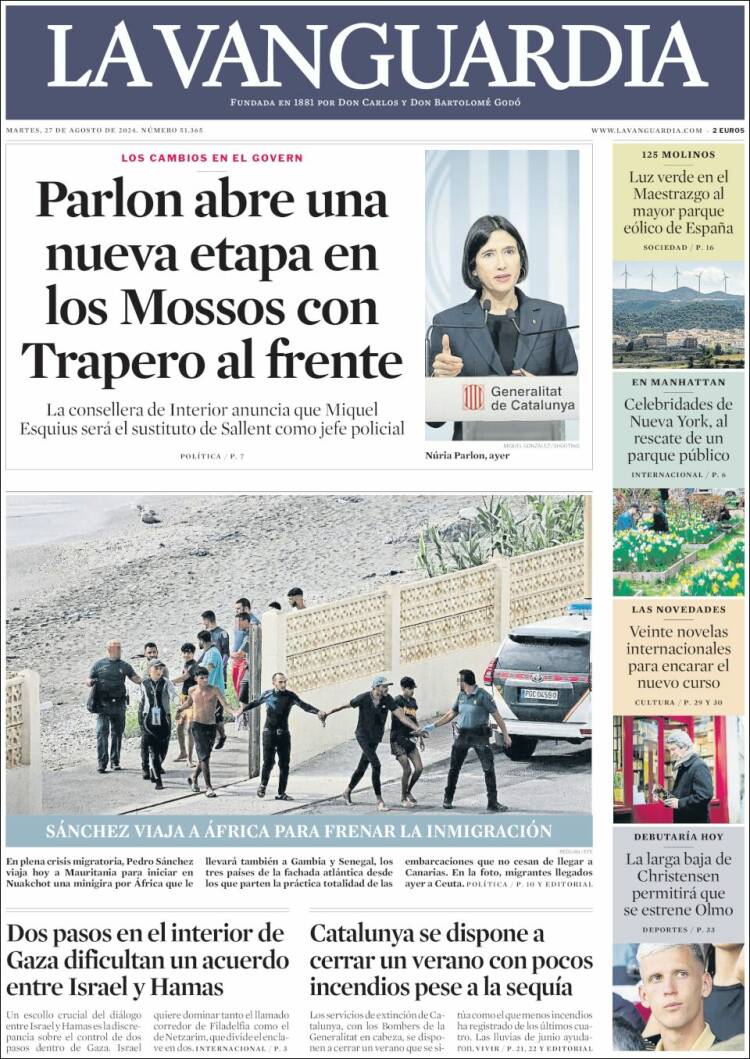 Portada de La Vanguardia (España)