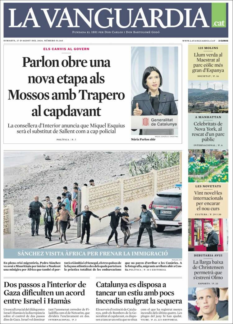 Portada de La Vanguardia (España)