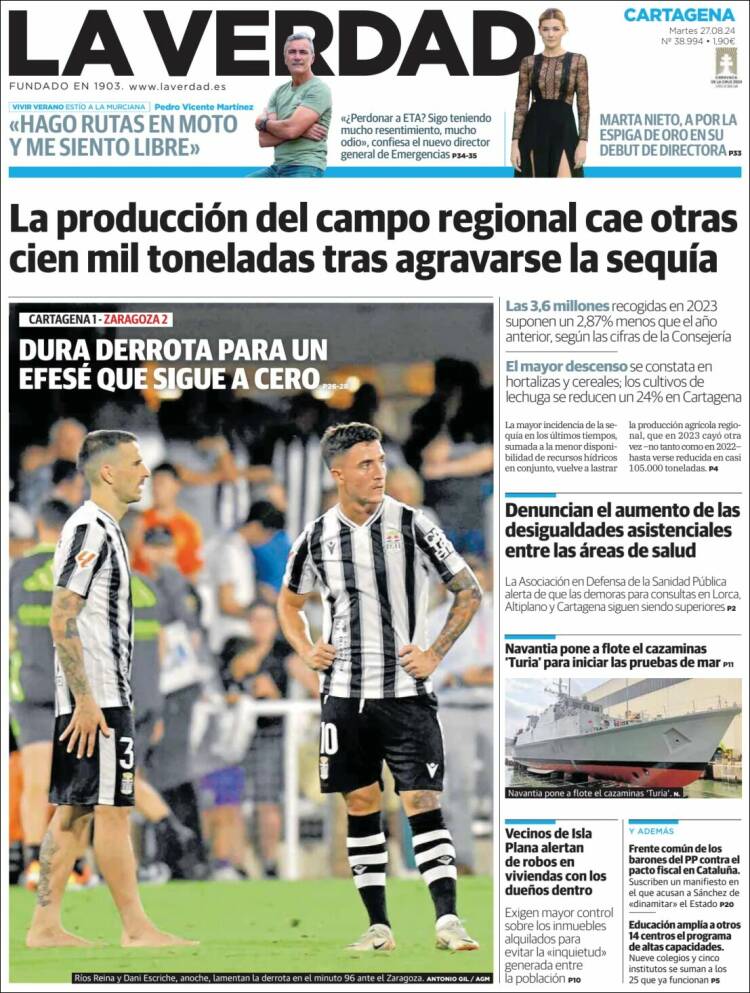 Portada de La Verdad de Cartagena (España)
