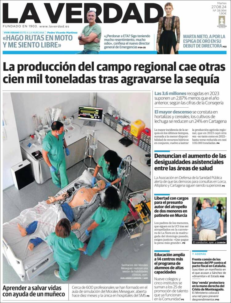 Portada de La Verdad de Murcia (España)